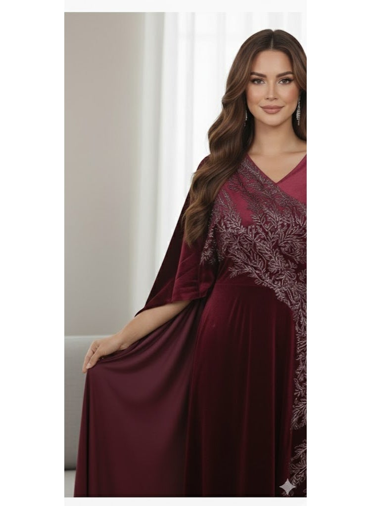 FULL JOY Luxurious Evening Dress with Wide, Flowing Silhouette and Draped Cape Sleeves, Fashion and Modern Dress. - Image 5